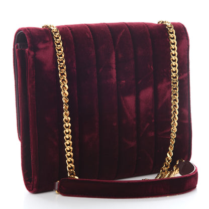 Saint Laurent Velvet Matelasse Vicky Chain Bag Burgundy 3 of 8