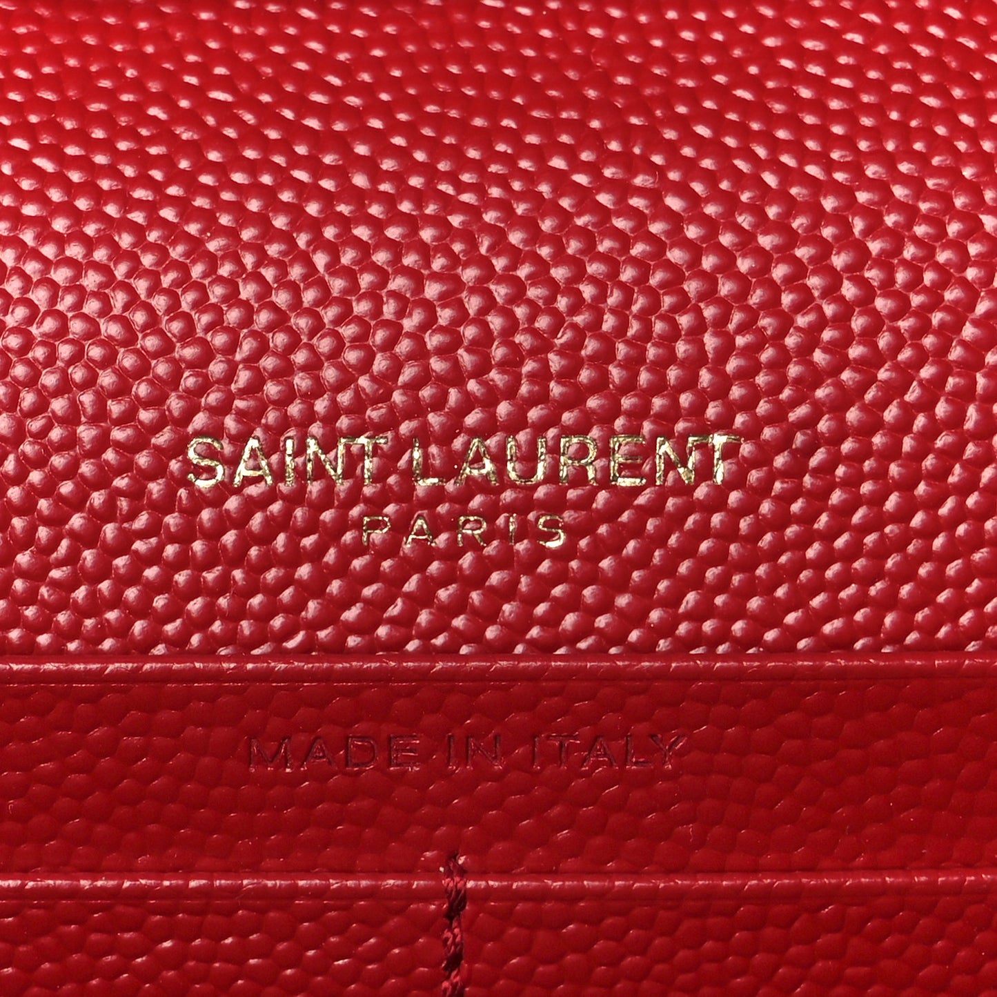 Grain De Poudre Matelasse Chevron Monogram Chain Wallet Rouge Eros
