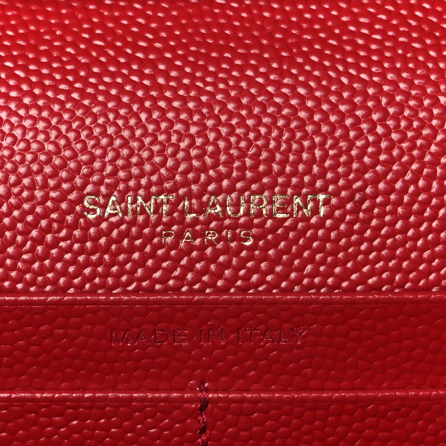 Saint Laurent Grain De Poudre Matelasse Chevron Monogram Chain Wallet Rouge Eros 6 of 10