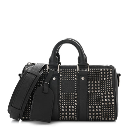 Louis Vuitton Calfskin Studded Keepall Bandouliere 25 Black 1 of 10