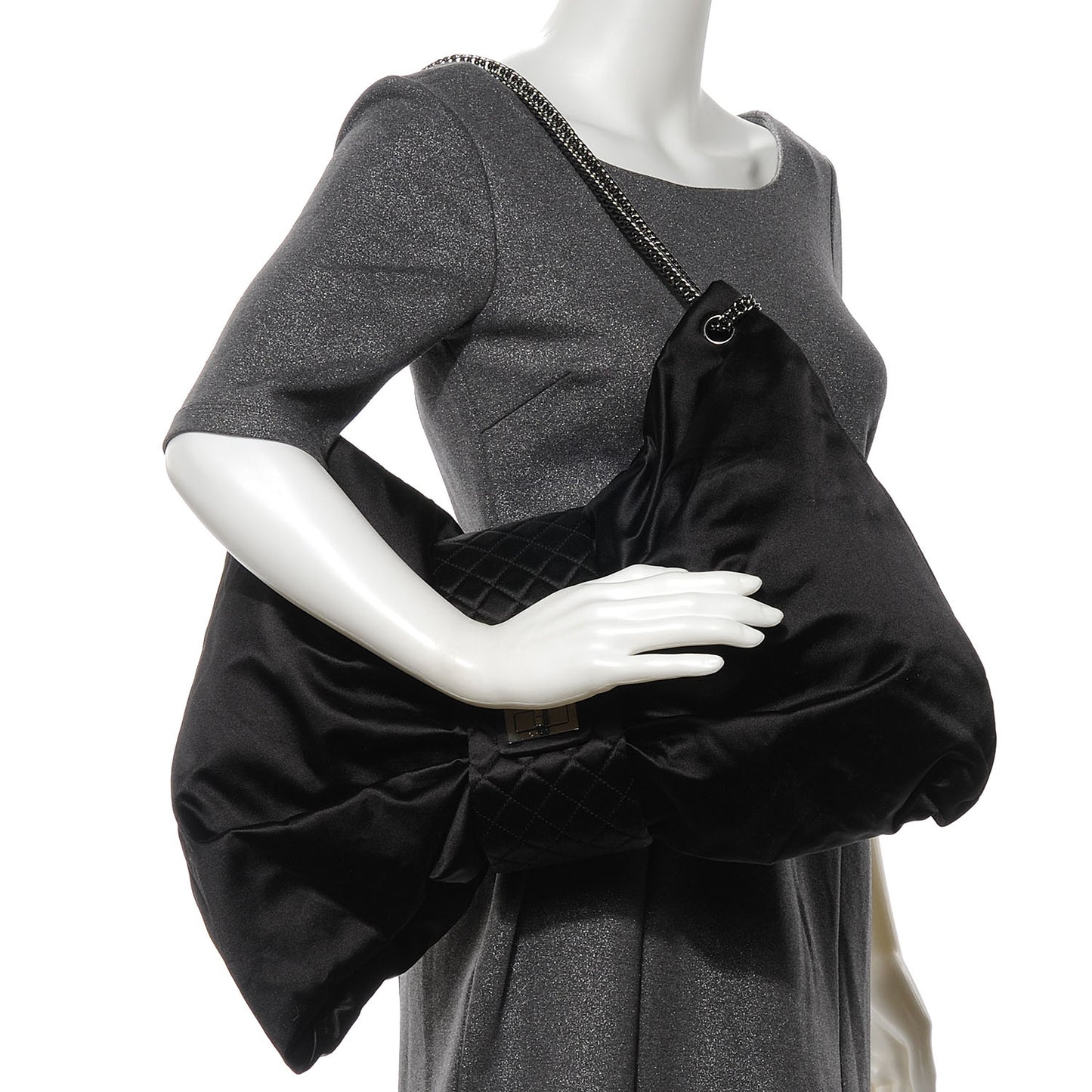 Satin Large Bow Bag Black