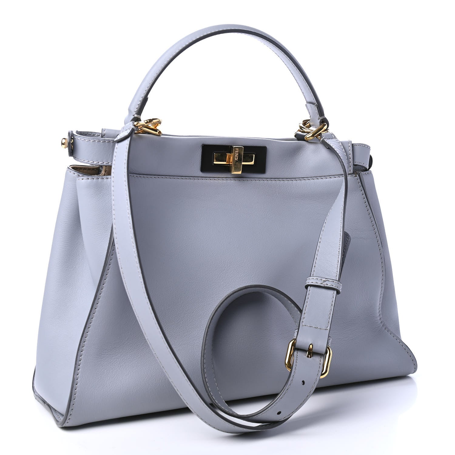 Fendi Vitello Seta Shiny Nappa Medium Peekaboo Iconic Satchel Ardesia Amido 2 of 4