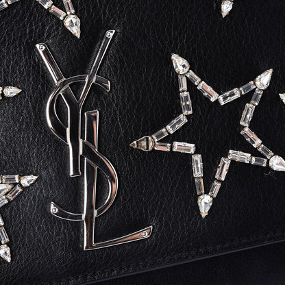 Saint Laurent Calfskin Crystal Star Medium Monogram Kate Satchel Black 9 of 9