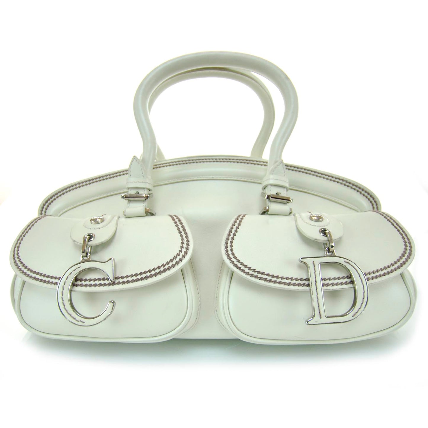 Leather Medium Detective Satchel White