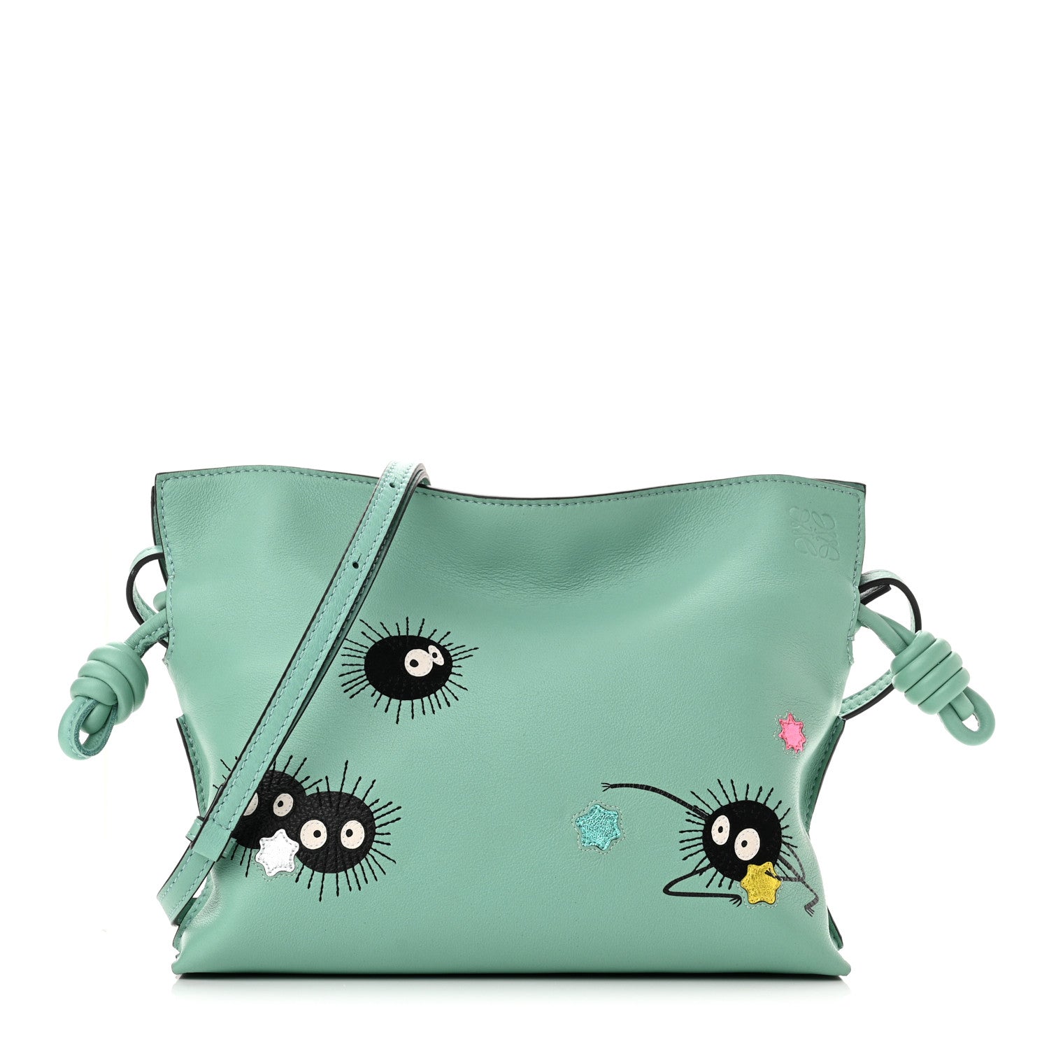 Loewe X Spirited Away Nappa Susuwatari Print Mini Flamenco Knot Clutch Fresh Mint 1 of 11