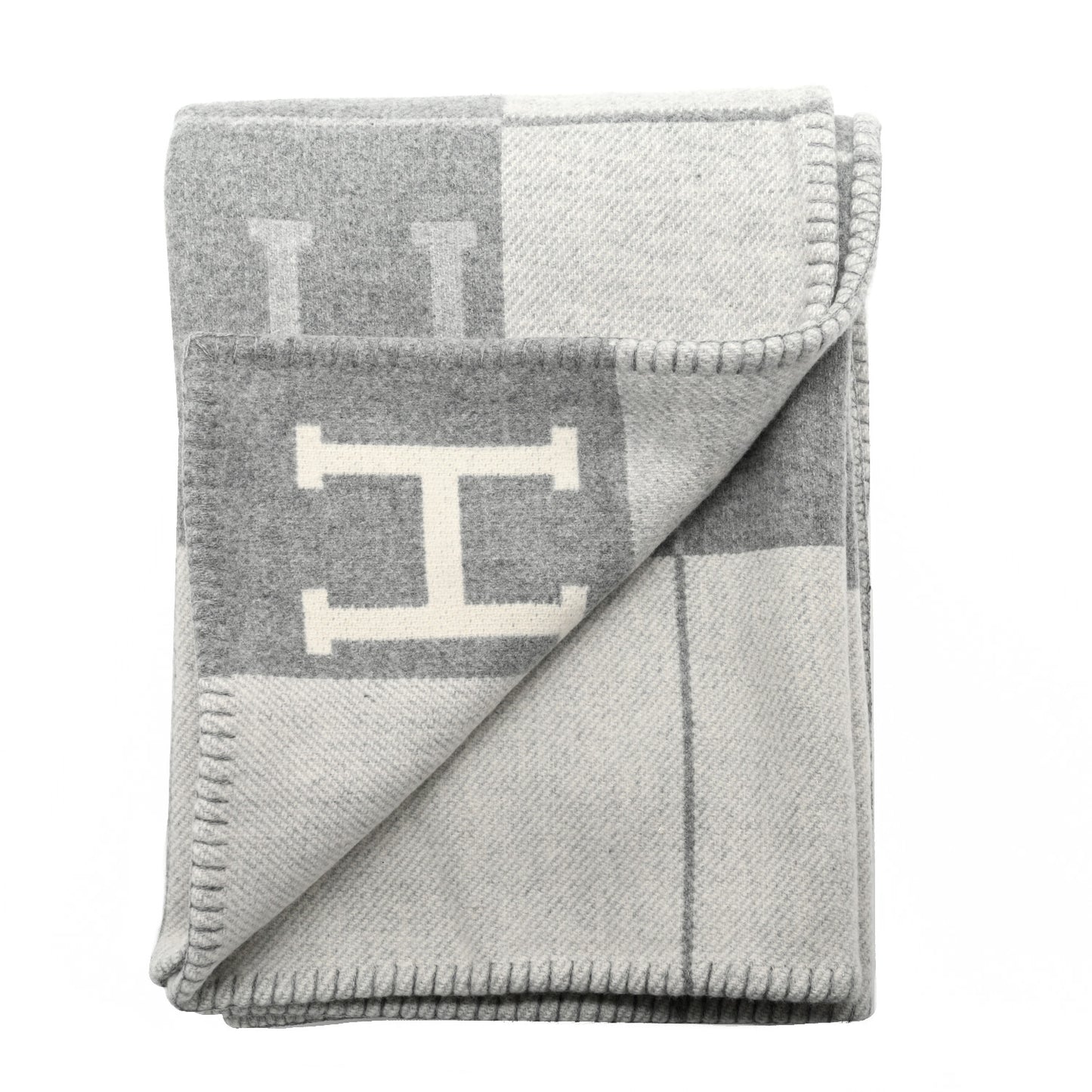 Wool Cashmere Avalon III Blanket Ecru Gris Clair