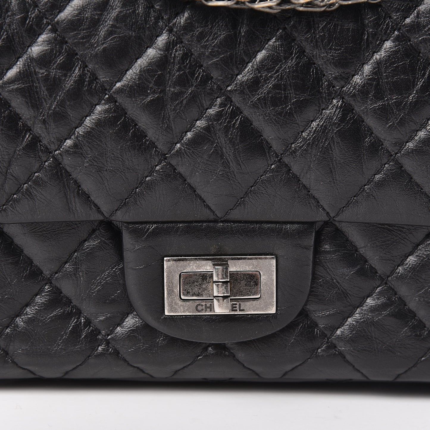 Aged Calfskin Quilted 2.55 Reissue 225 Flap Black