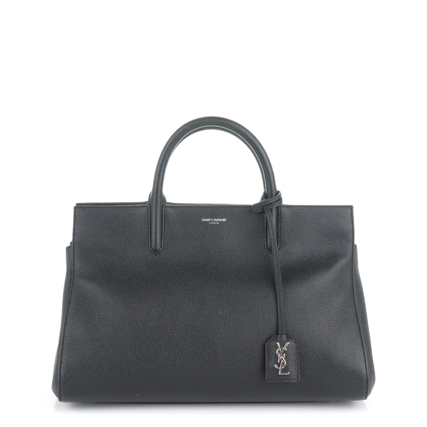 Grained Calfskin Small Cabas Rive Gauche Black