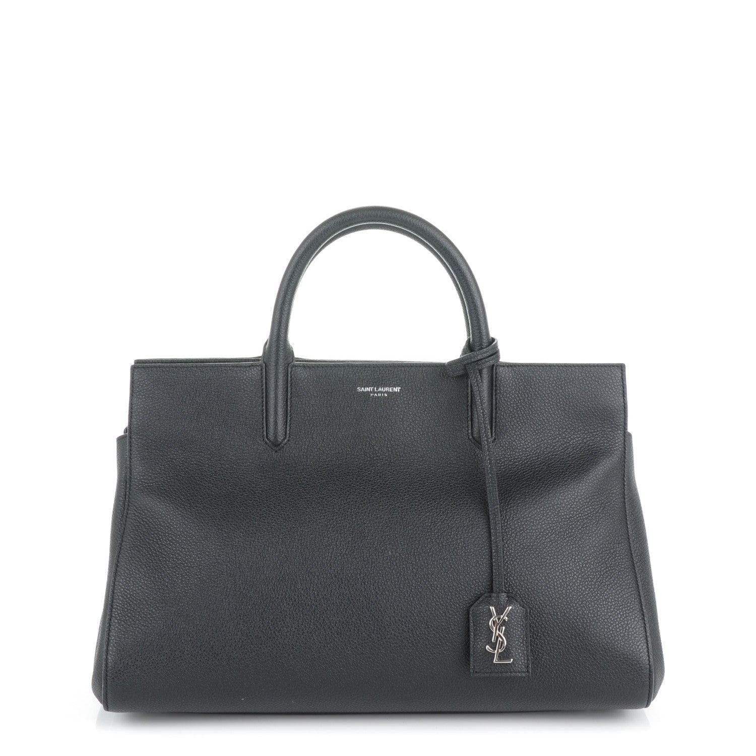 Saint Laurent Grained Calfskin Small Cabas Rive Gauche Black 1 of 7