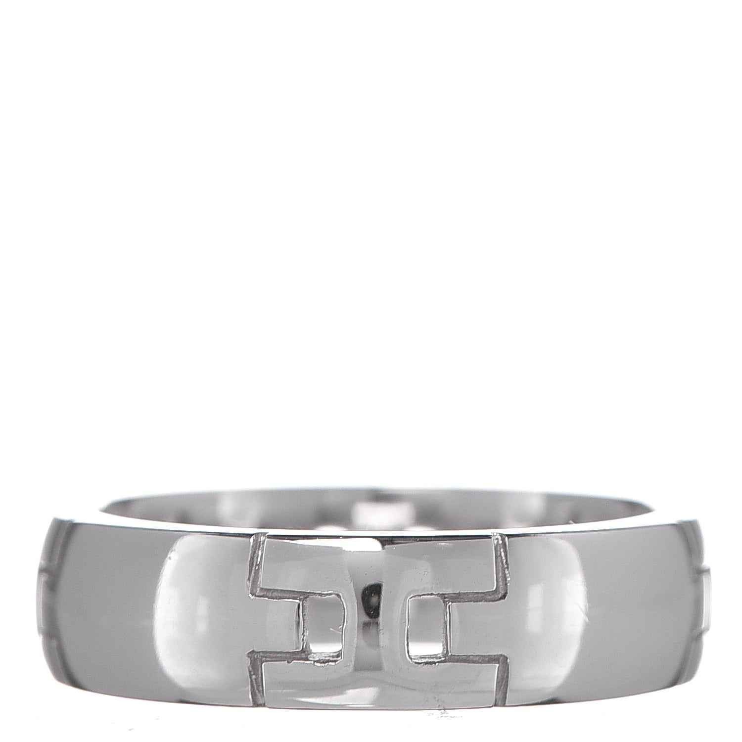 Hermes 18K White Gold Hercules H Ring 50 5.25 1 of 7