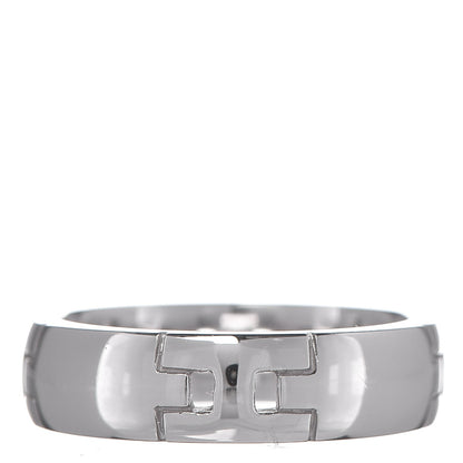 Hermes 18K White Gold Hercules H Ring 50 5.25 1 of 7