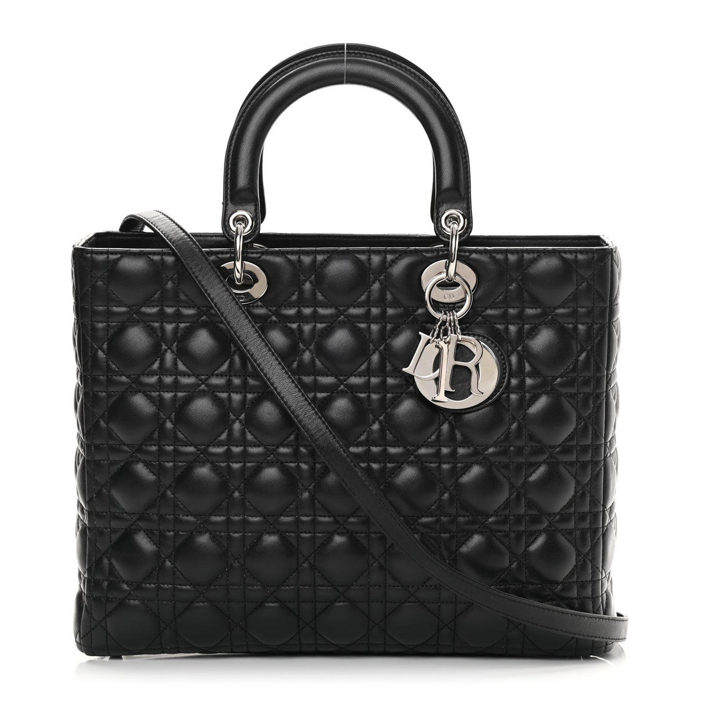 Lambskin Cannage Large Lady Dior Black