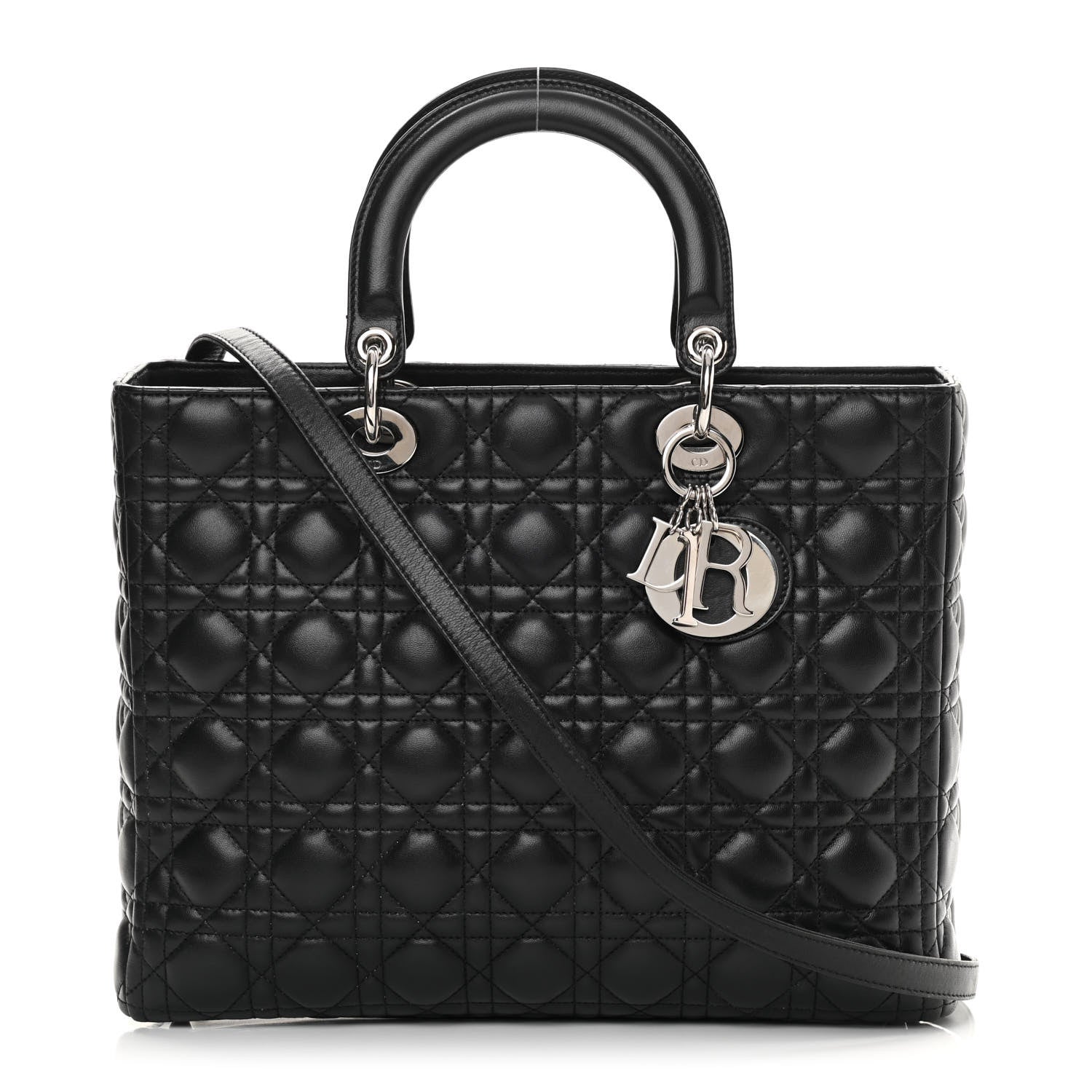 Christian Dior Lambskin Cannage Large Lady Dior Black 1 of 16