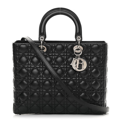 Christian Dior Lambskin Cannage Large Lady Dior Black 1 of 16