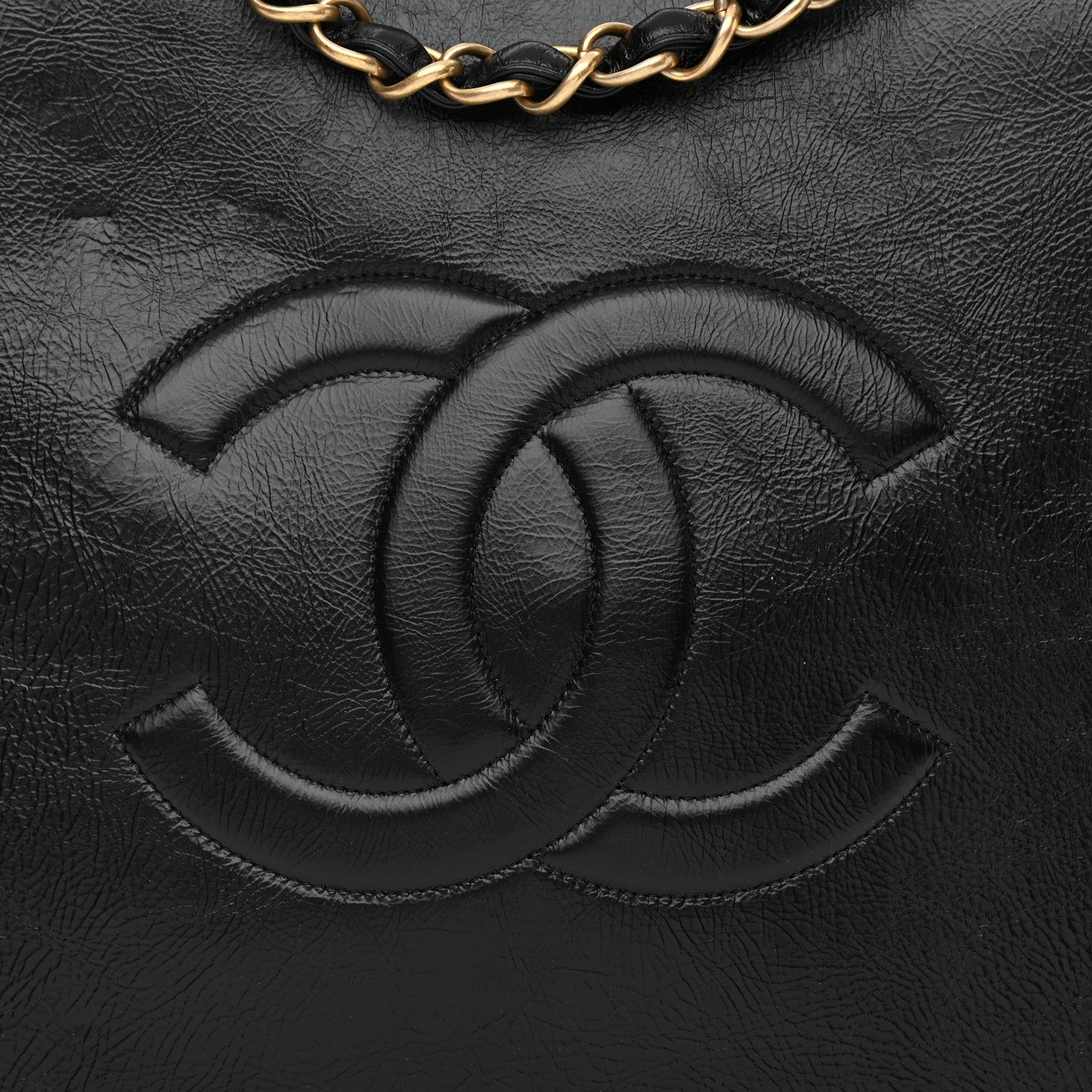 Chanel Shiny Aged Calfskin North South Shopping Bag Black 8 of 14