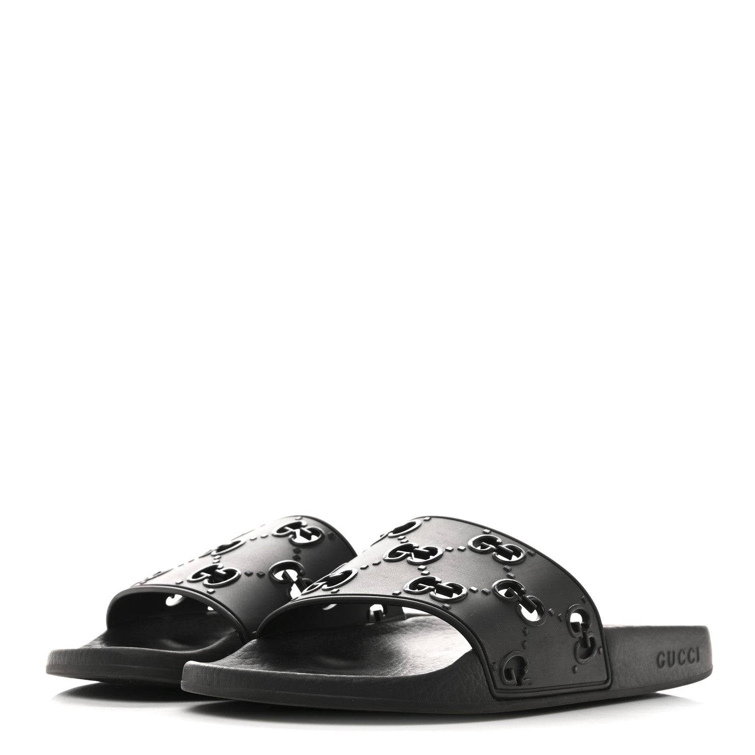 Gucci Rubber GG Monogram Perforated Womens Slide Sandals 40 Black 4 of 10