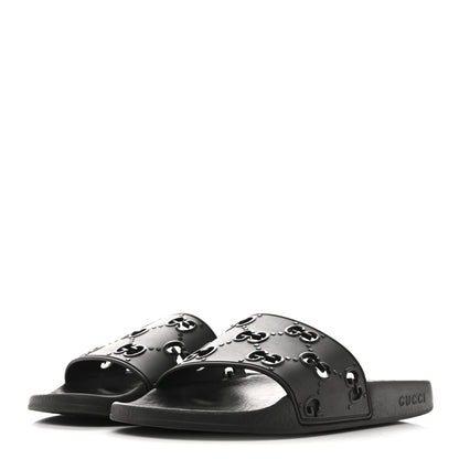 Gucci Rubber GG Monogram Perforated Womens Slide Sandals 40 Black 4 of 10