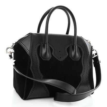 Givenchy Calfskin Suede Brogue Small Antigona Black 3 of 11