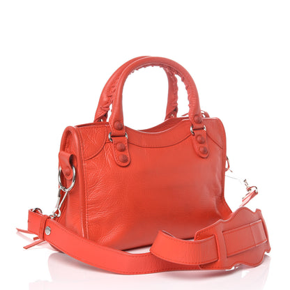 Balenciaga Matte Goatskin Rubber Covered Classic Hardware Mini City Rouge Coquelicot Rouge Braise 3 of 11
