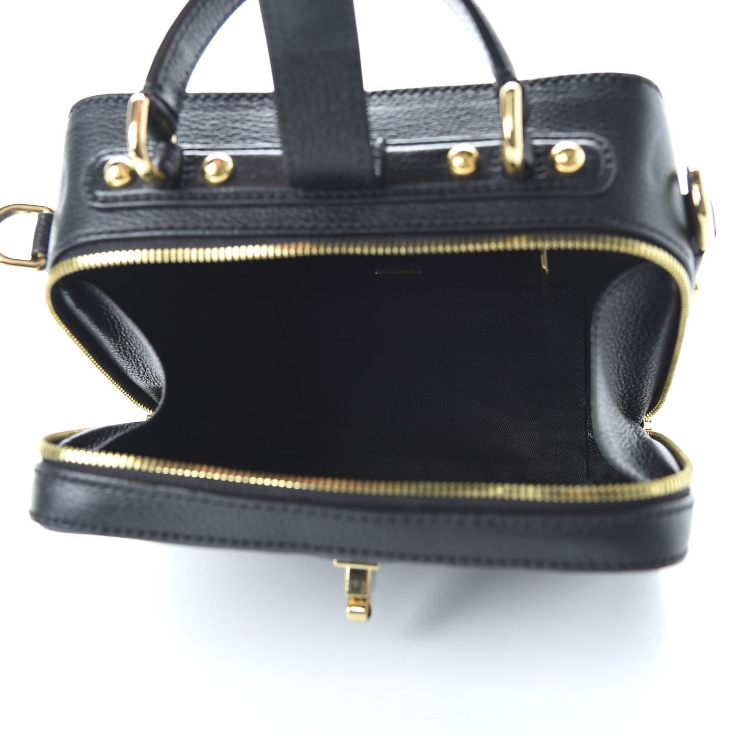 Drummed Calfskin Rosaria Shoulder Bag Black