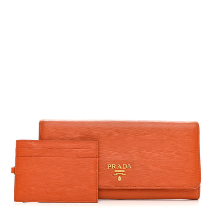 Prada Vitello Move Continental Flap Travel Wallet Papaya 3 of 15