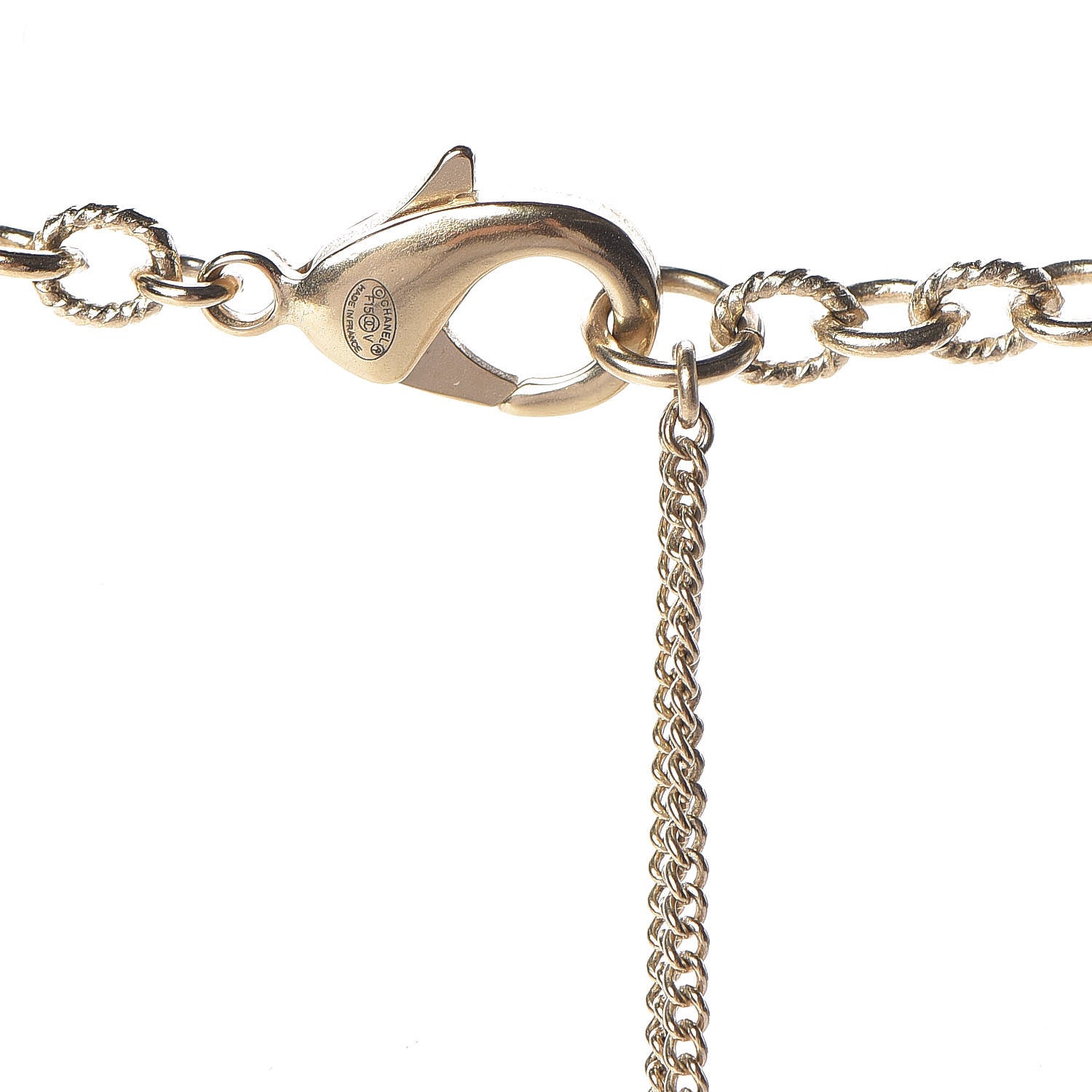 Chanel Pearl Crystal Twisted CC Long Necklace Gold 4 of 5