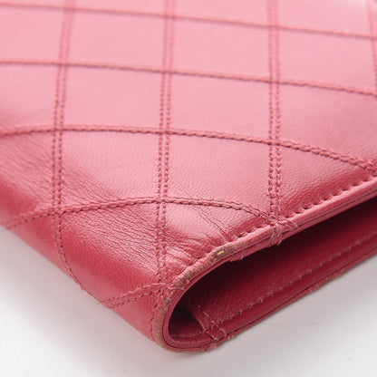 Chanel Lambskin Diamond Stitched Yen Wallet Fuchsia 9 of 17