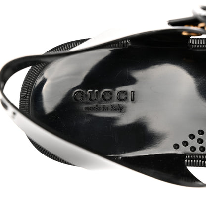 Gucci Shiny Rubber Double G Buckle Strap Sandals 36 Black 8 of 9
