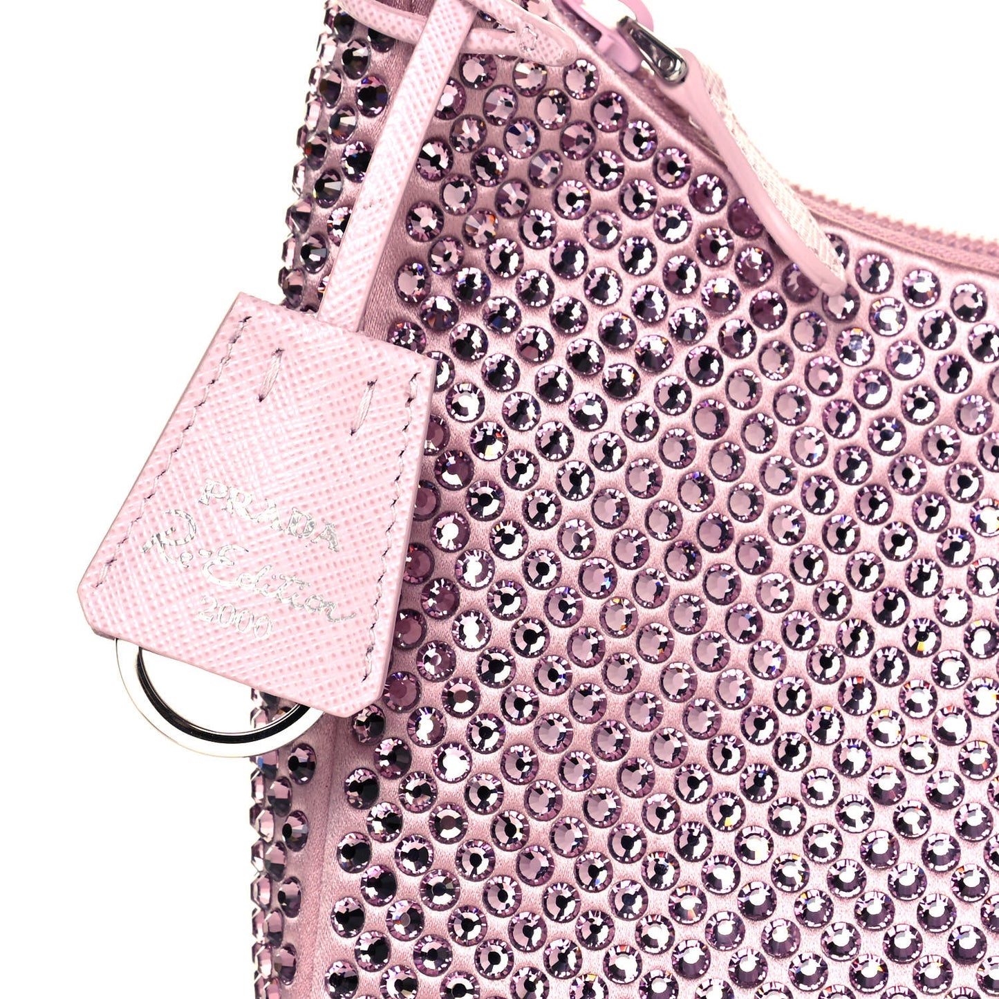 Satin Crystal Mini Re-Edition 2000 Bag Alabastro