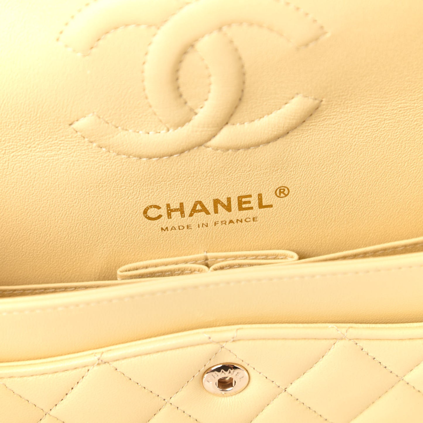 Lambskin Quilted Small Double Flap Yellow