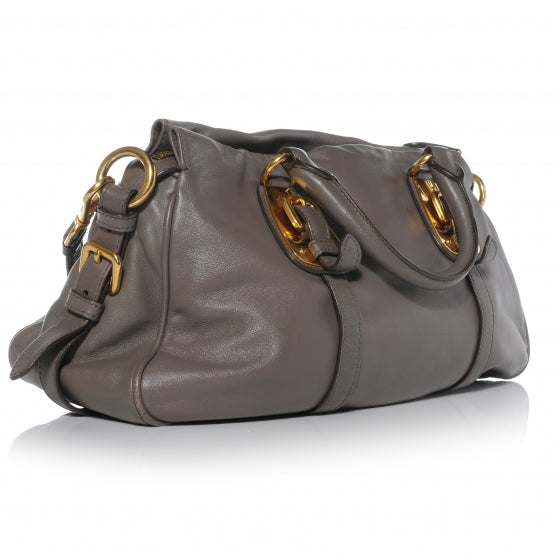 Soft Calf Shopping Satchel Bag Bambu