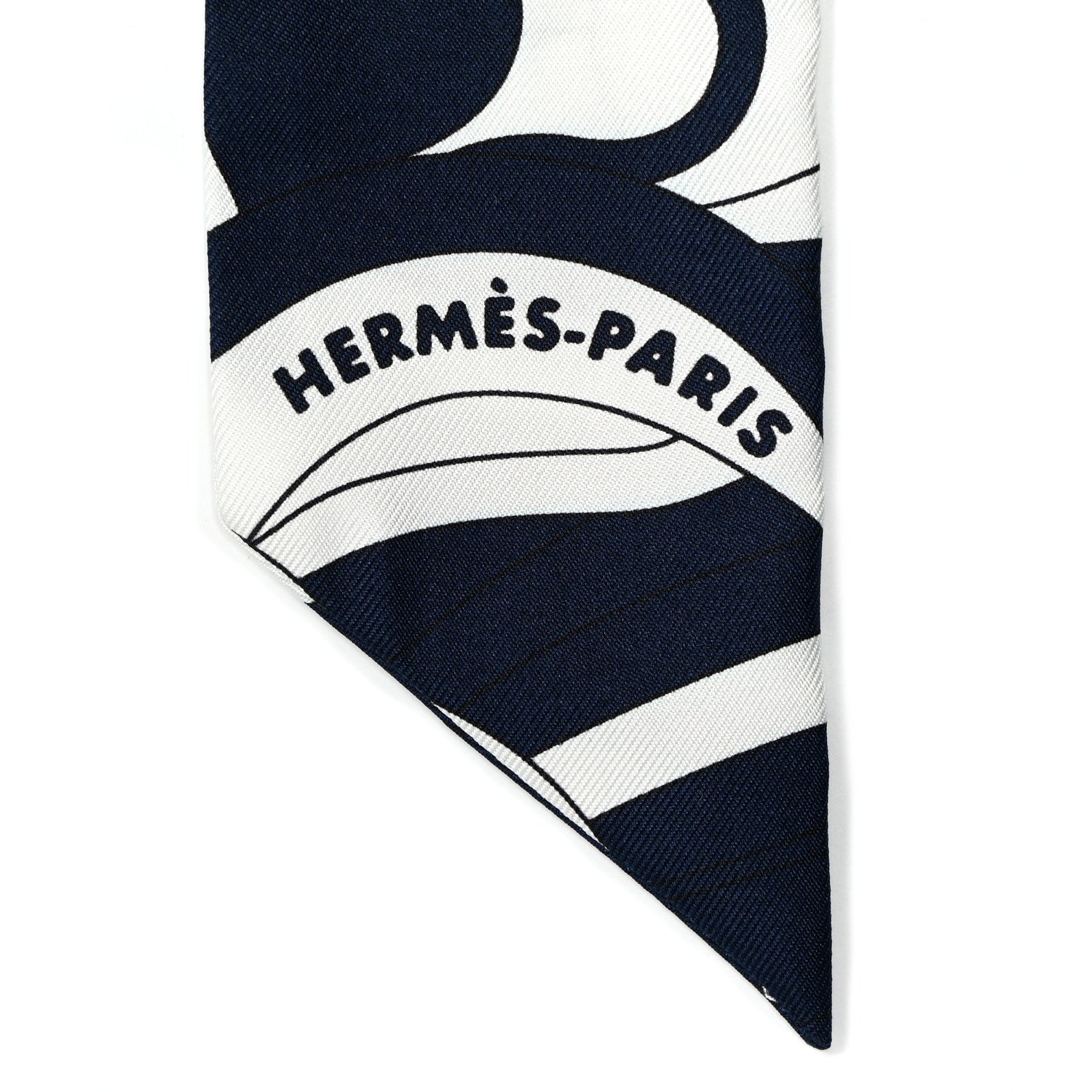Hermes Silk Faubourg Rainbow Twilly Marine Blanc 3 of 5