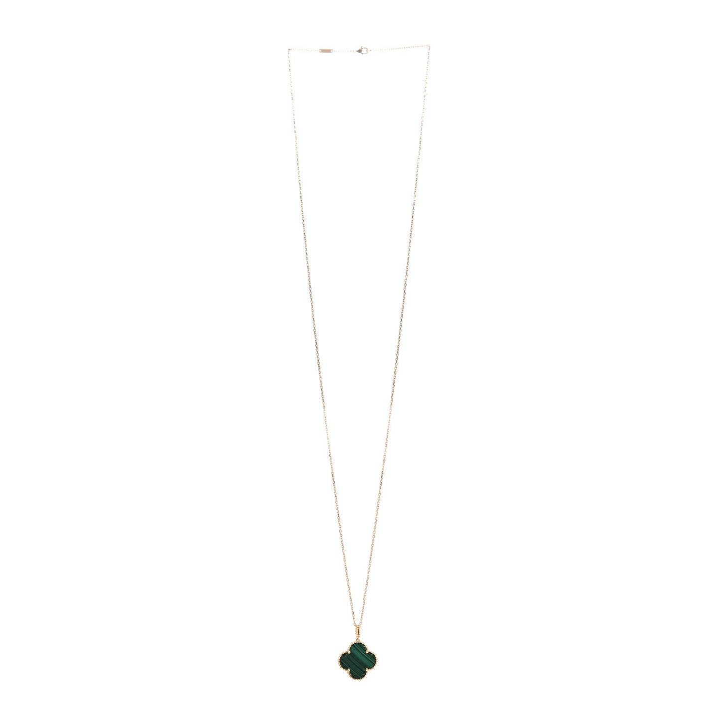 18K Yellow Gold Malachite Magic Alhambra Pendant Necklace