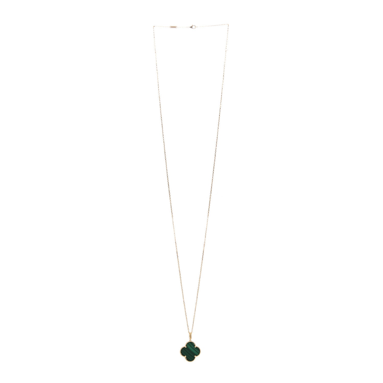 Van Cleef & Arpels 18K Yellow Gold Malachite Magic Alhambra Pendant Necklace 3 of 6