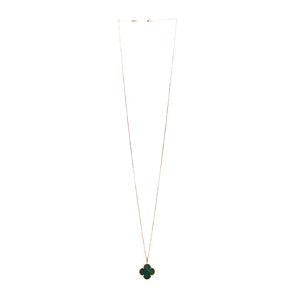 Van Cleef & Arpels 18K Yellow Gold Malachite Magic Alhambra Pendant Necklace 3 of 6
