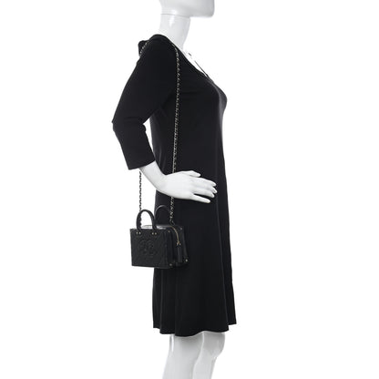 Chanel Calfskin Quilted Small Studded Square Vanity Case Black 2 of 10