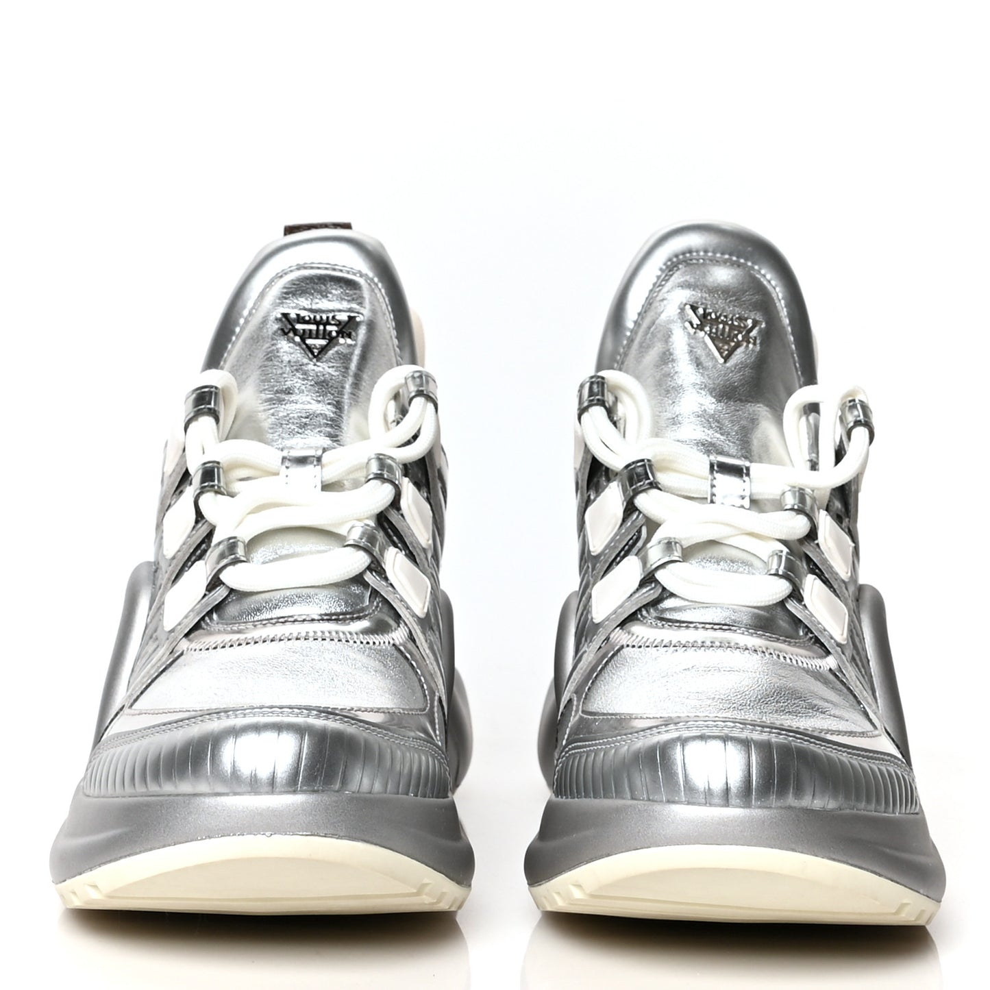 Metallic Calfskin Technical Nylon LV Archlight Sneakers 39 Silver