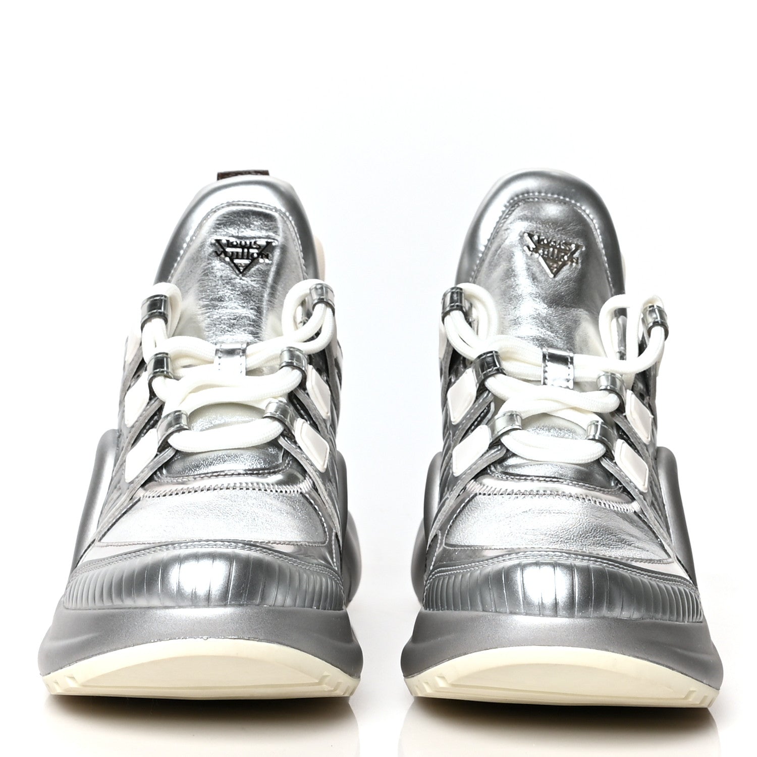 Louis Vuitton Metallic Calfskin Technical Nylon LV Archlight Sneakers 39 Silver 2 of 7