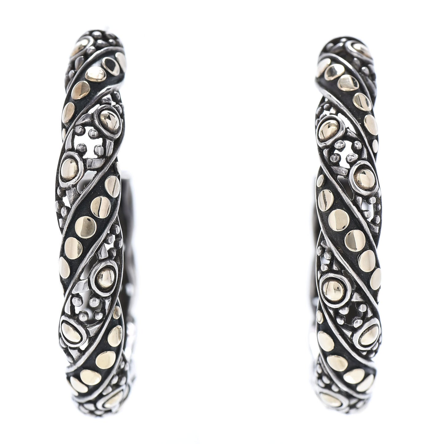 Sterling Silver 18K Yellow Gold Dots Hoop Earrings