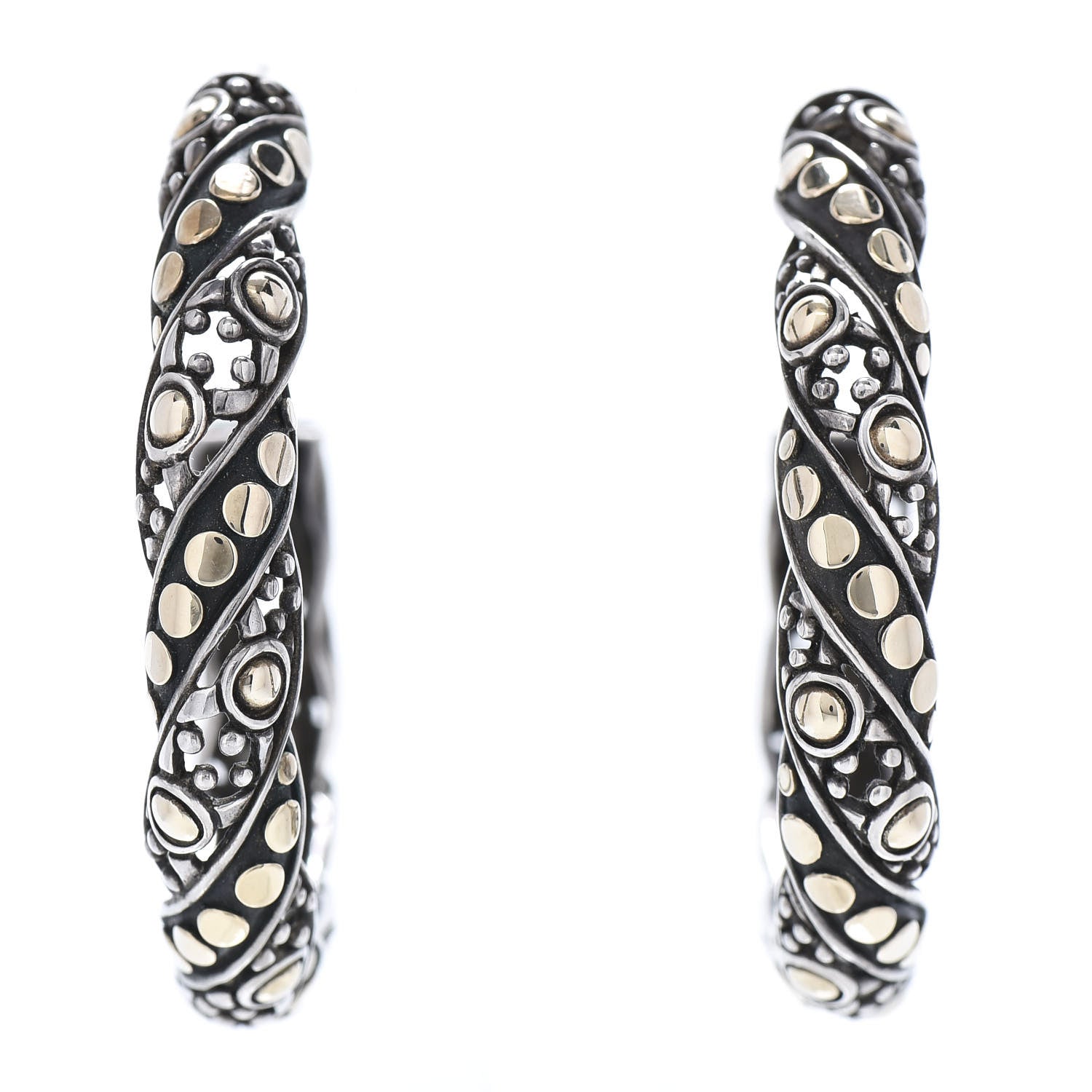 John Hardy Sterling Silver 18K Yellow Gold Dots Hoop Earrings 1 of 7