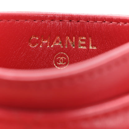 Chanel Lambskin Plexiglass Quilted Coco Love Card Holder Red 6 of 13