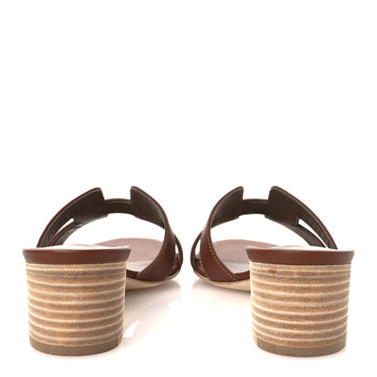 Hermes Calfskin Oasis Sandals 37 Gold 6 of 11