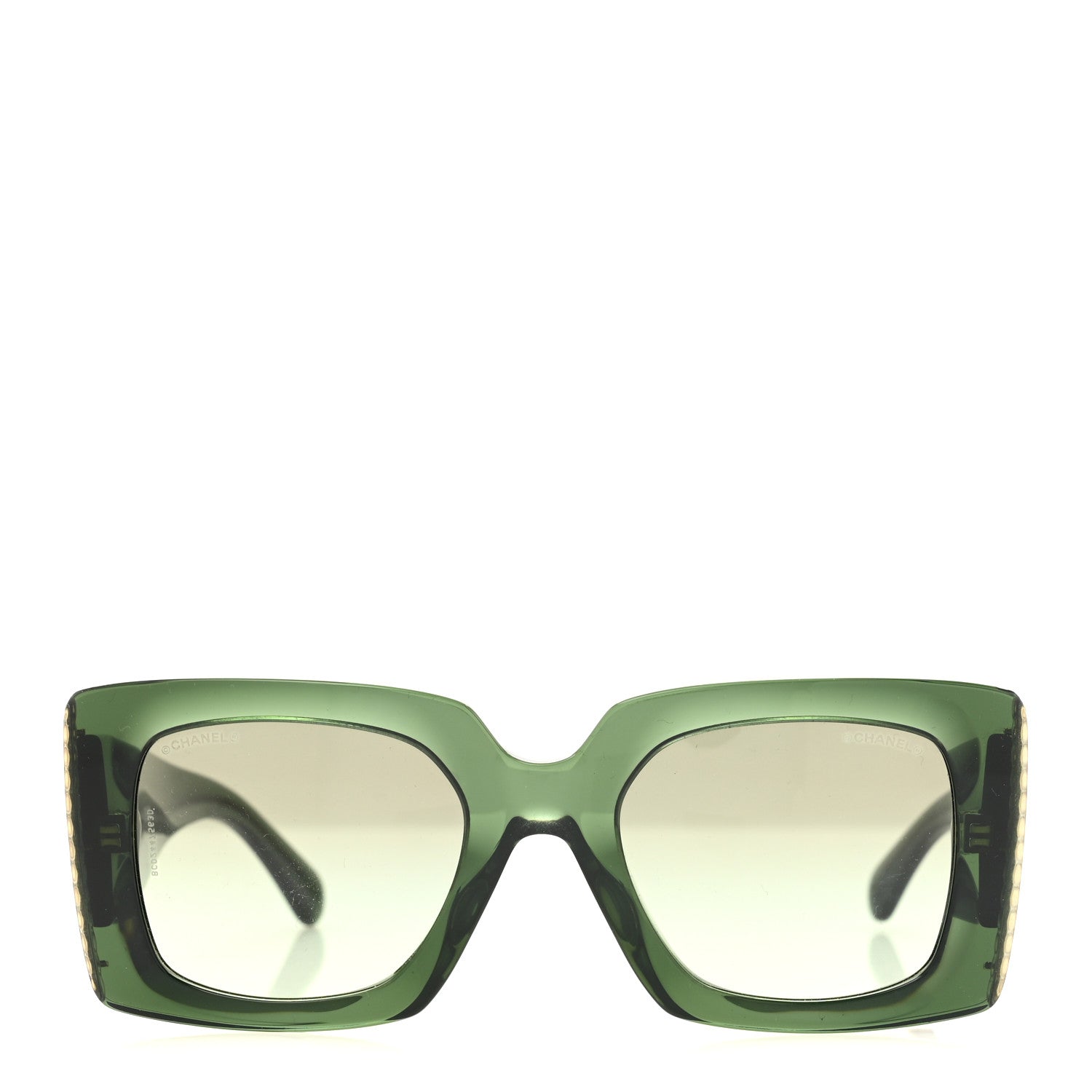 Chanel Acetate Pearl Rectangle Sunglasses 5480-H-A Dark Green 2 of 8