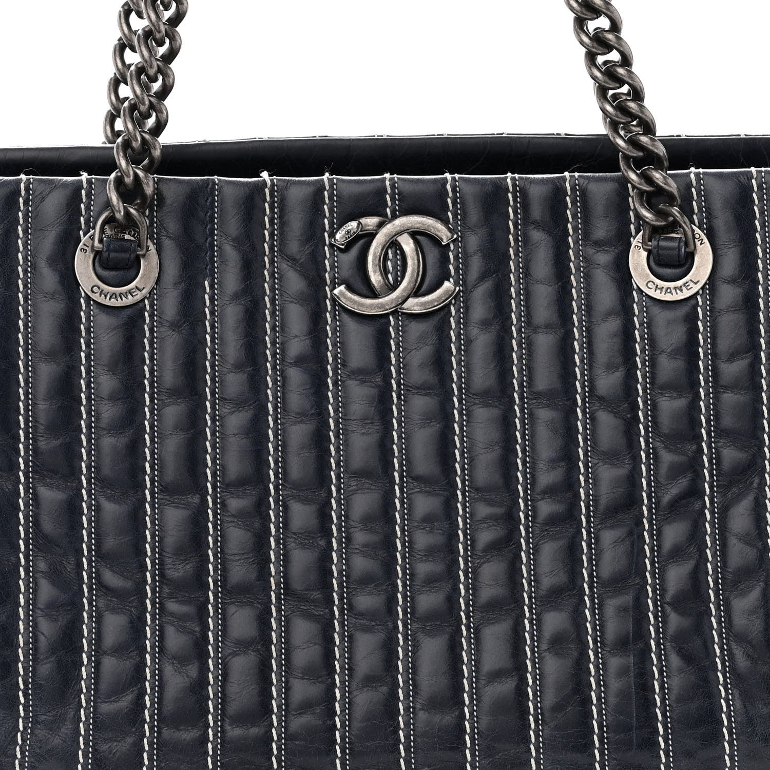 Chanel Lambskin Vertical Quilted Tote Navy 8 of 10
