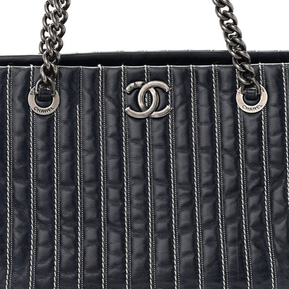 Chanel Lambskin Vertical Quilted Tote Navy 8 of 10