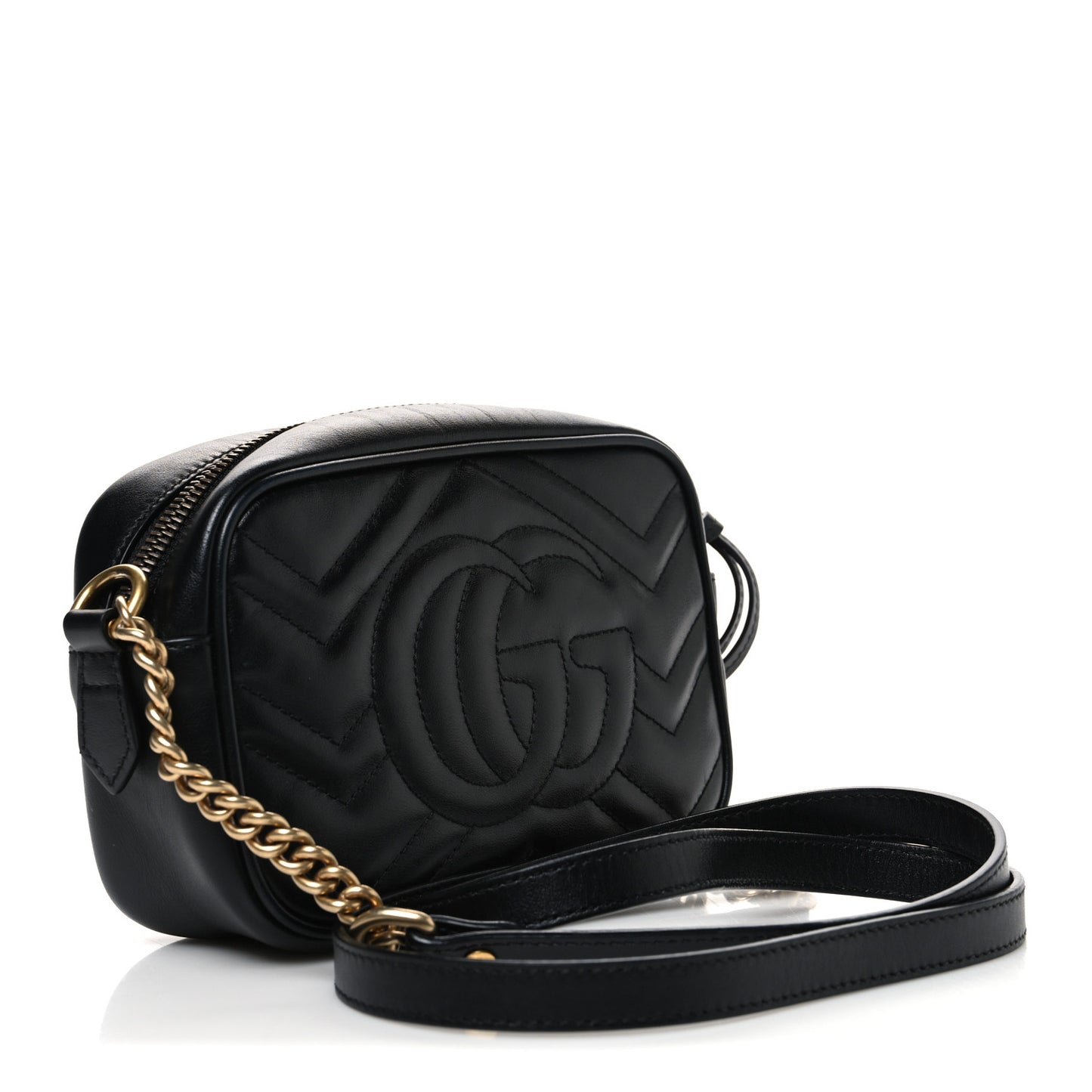Calfskin Matelasse Mini GG Marmont Chain Shoulder Bag Black