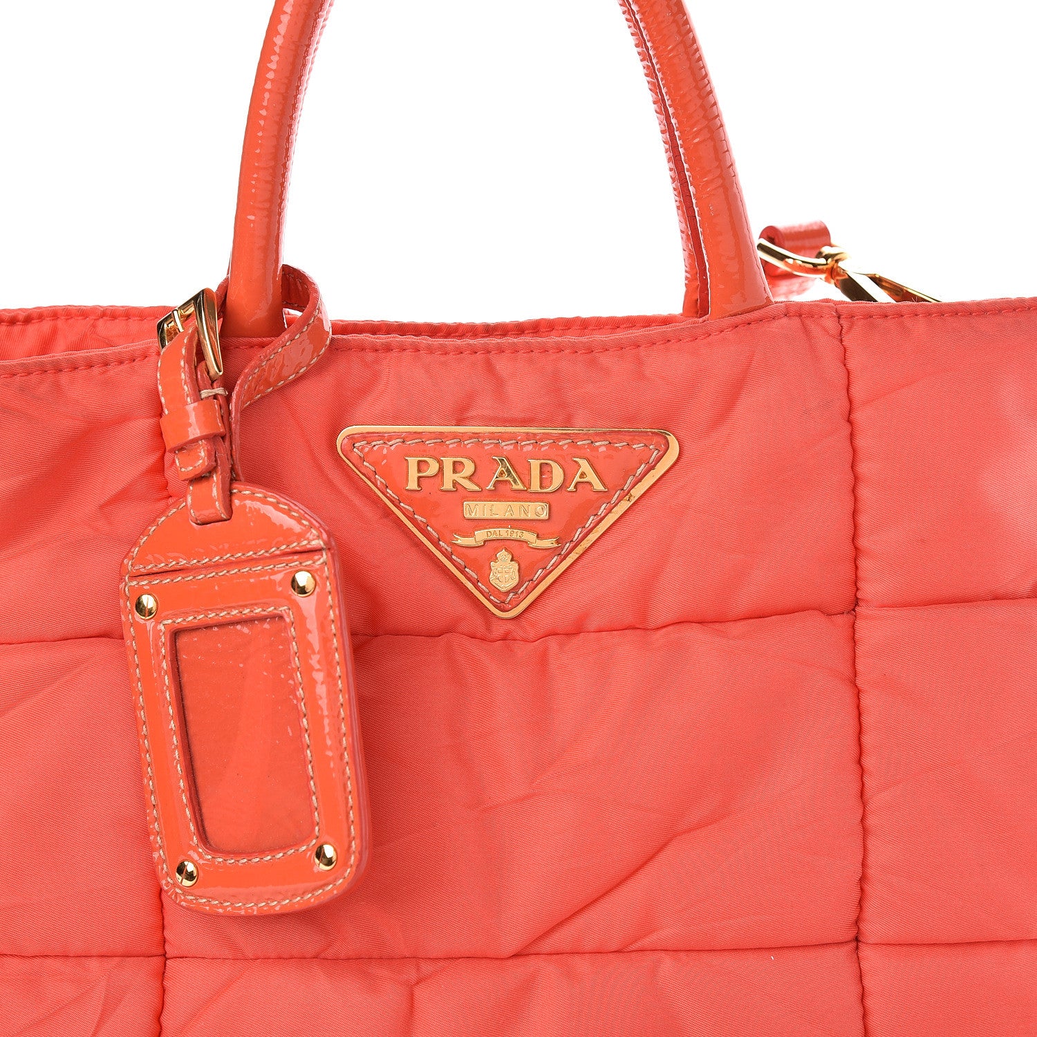 Prada Tessuto Nylon Quilted Tote Orange 8 of 19
