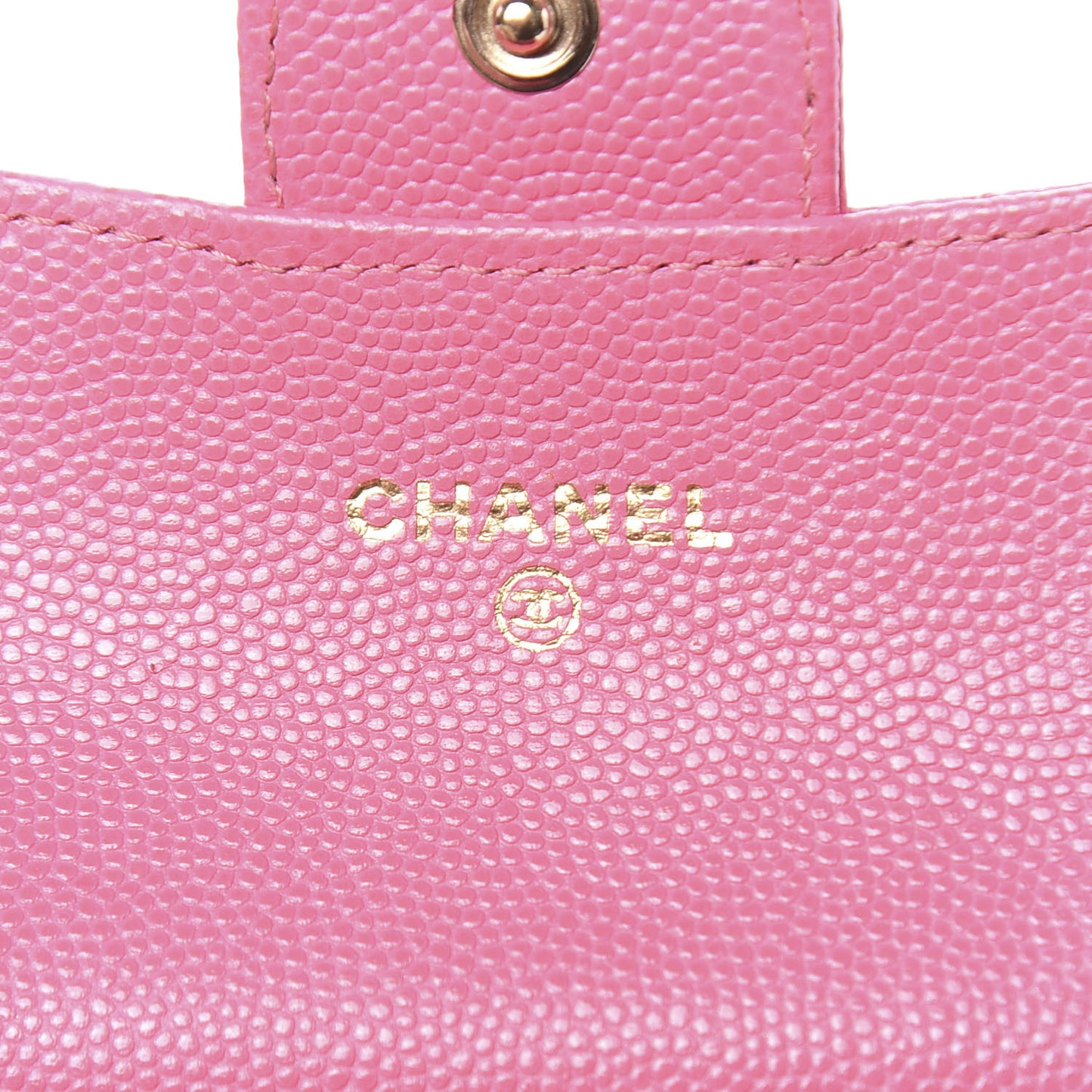 Caviar Quilted Card Flap Holder Pink