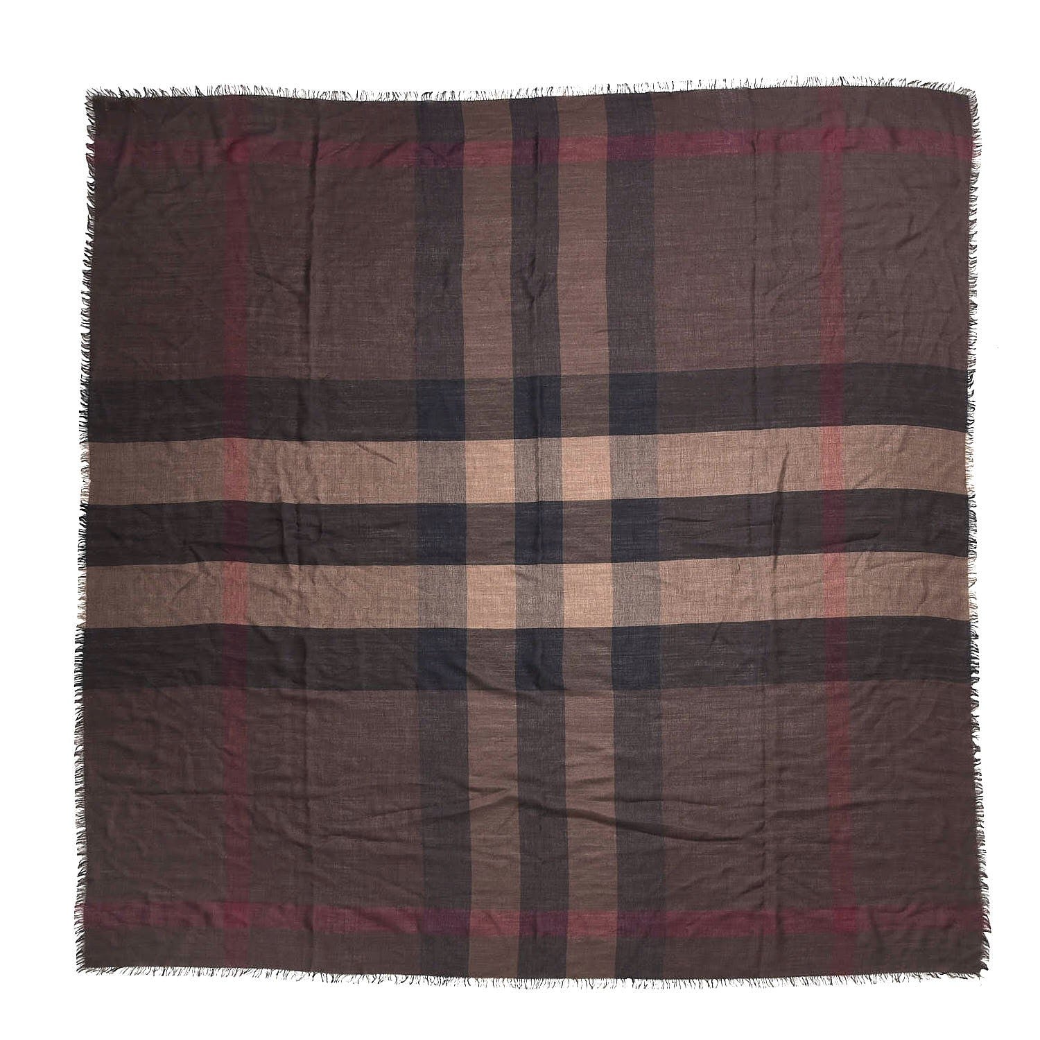 Burberry Modal Giant Check Gauze Scarf Brown 1 of 7