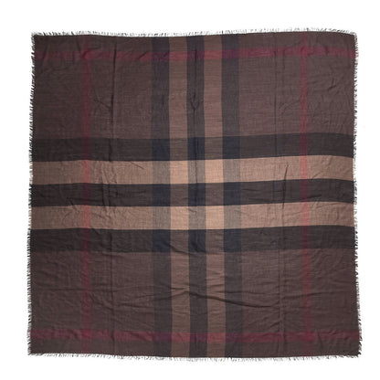 Burberry Modal Giant Check Gauze Scarf Brown 1 of 7